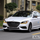 Illustration for article titled Genesis G80 Sport, The Blue Seated Carbon Fiber Trimmed Gold Stiched Steering Wheel Twin-Turbo Sedan All Three Of Us Have Been Waiting For...